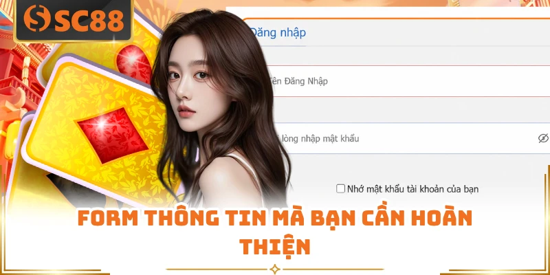Form thông tin mà bạn cần hoàn thiện